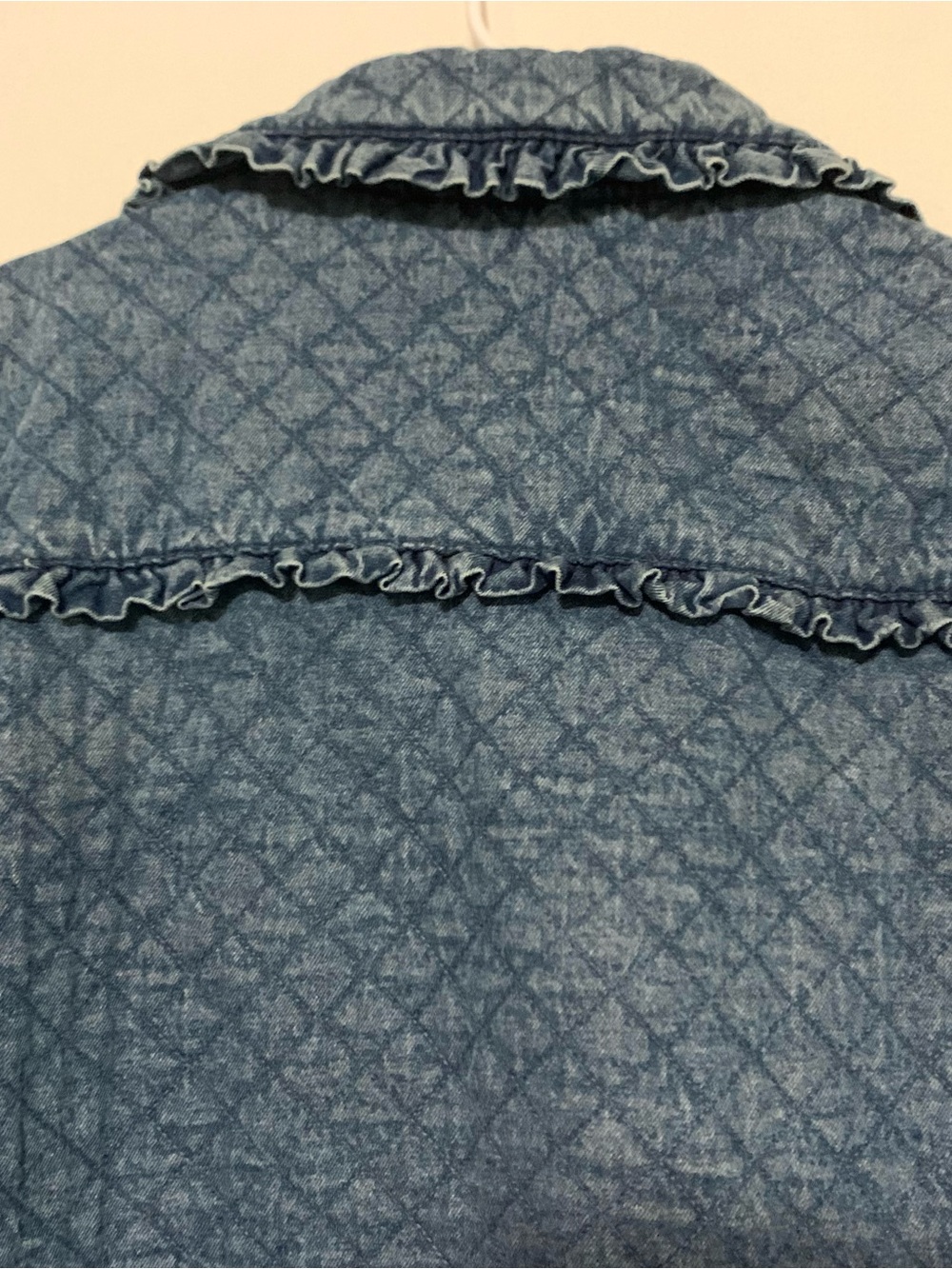 Anthropologie Avec Les Filles Quilted Denim Jacket Ruffle Tie Front XL 16/18 - Picture 10 of 10